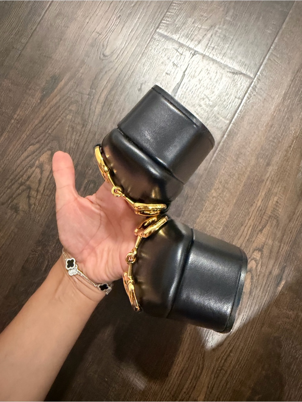 Gucci Black Leather Slingback Pumps with Gold Horsebit - Picture 11 of 16